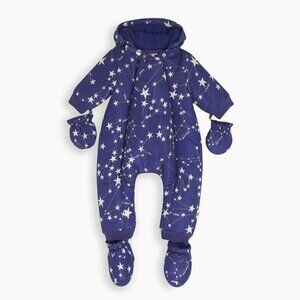 NWT Bonnie Mob Bute Baby Navy Recycled Constellation Hooded Zip Snowsuit 12-18M
